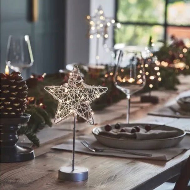 Table Star with Warm White LEDs - Silver - Battery Powered2 - Duck Barn Interiors