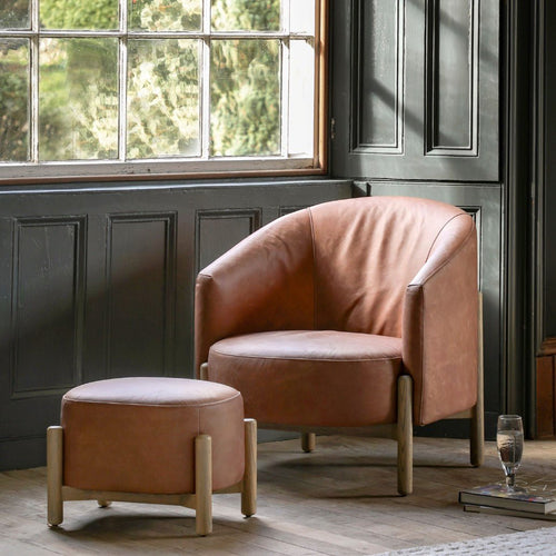 Tindon Armchair- Vintage Style Brown Leather