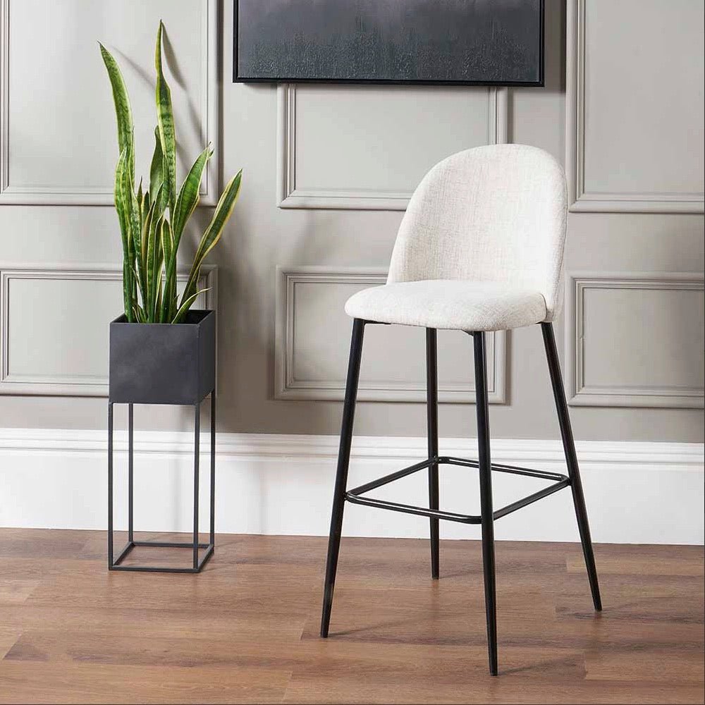 Turi Pebble Linen Mix and Black Metal Bar Stool1 - Duck Barn Interiors