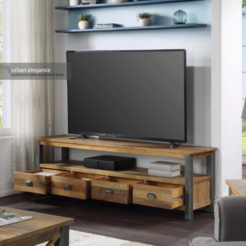 Urban Elegance - Reclaimed Extra Large Widescreen TV Unit2 - Duck Barn Interiors