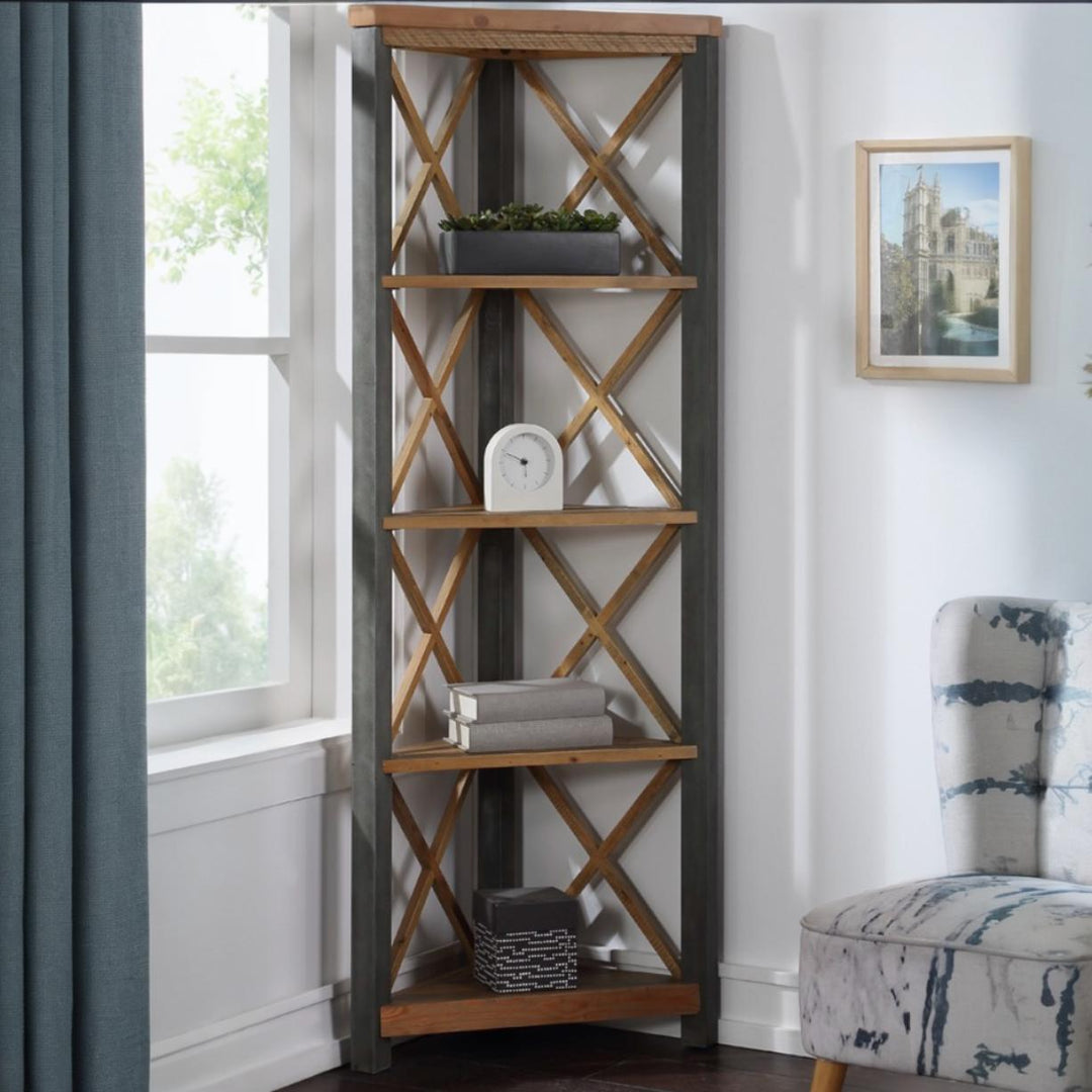 Urban Elegance - Reclaimed Large Corner Bookcase - Duck Barn Interiors
