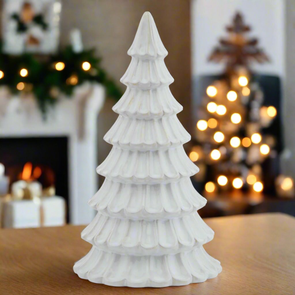 White Ceramic Fir Tree1 - Duck Barn Interiors