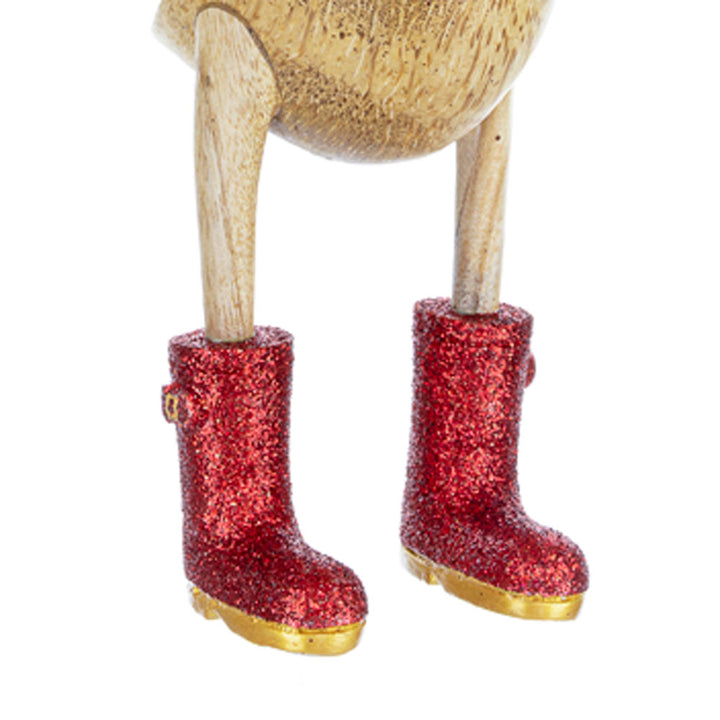 Large Wooden Disco Duck with Red Sparkly Welly Boots2 - Duck Barn Interiors