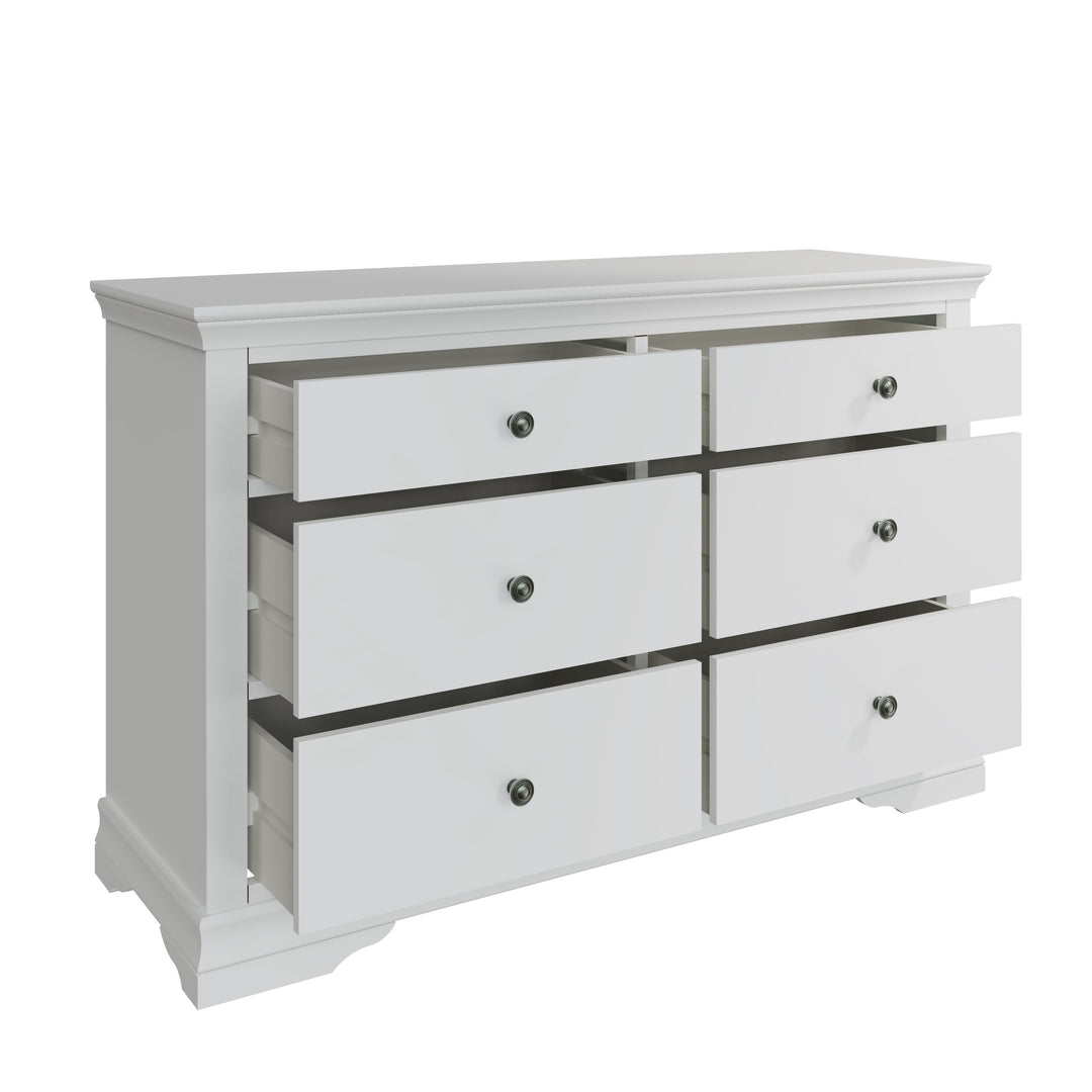 Coastal Chalk White 6 Drawer Chest of Drawers - Duck Barn Interiors