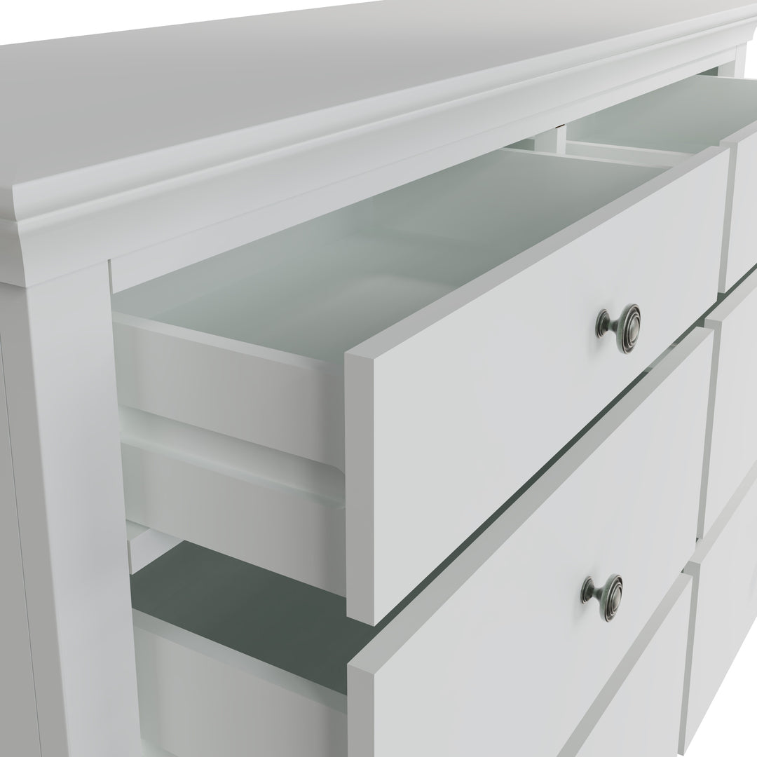 Coastal Chalk White 6 Drawer Chest of Drawers - Duck Barn Interiors