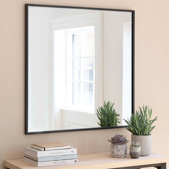 Avening Square Wall Mirror 90x90cm in Black - Iron1 - Duck Barn Interiors