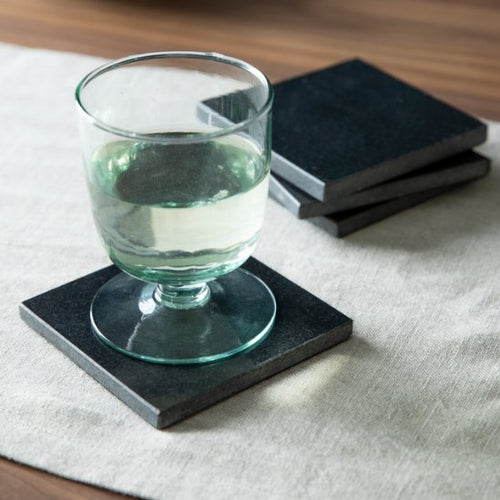 Black Marble Square Coasters (Set of 4)