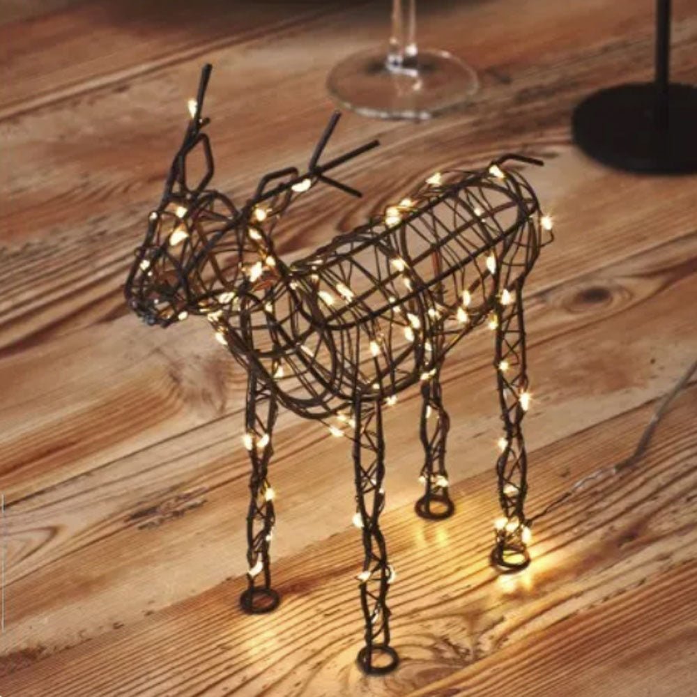 Brown Wire Reindeer with Warm White LEDs - Battery Powered - 2 Sizes2 - Duck Barn Interiors