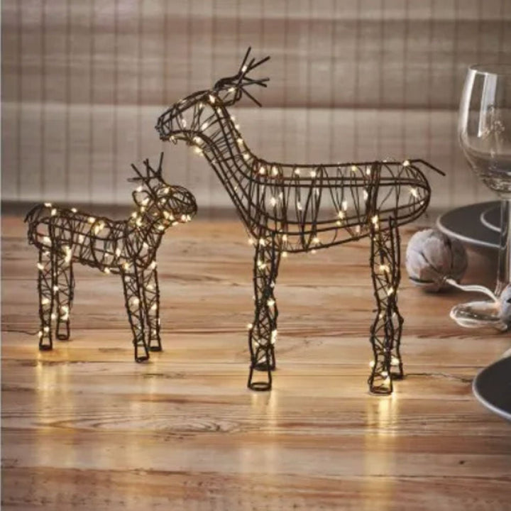 Brown Wire Reindeer with Warm White LEDs - Battery Powered - 2 Sizes1 - Duck Barn Interiors