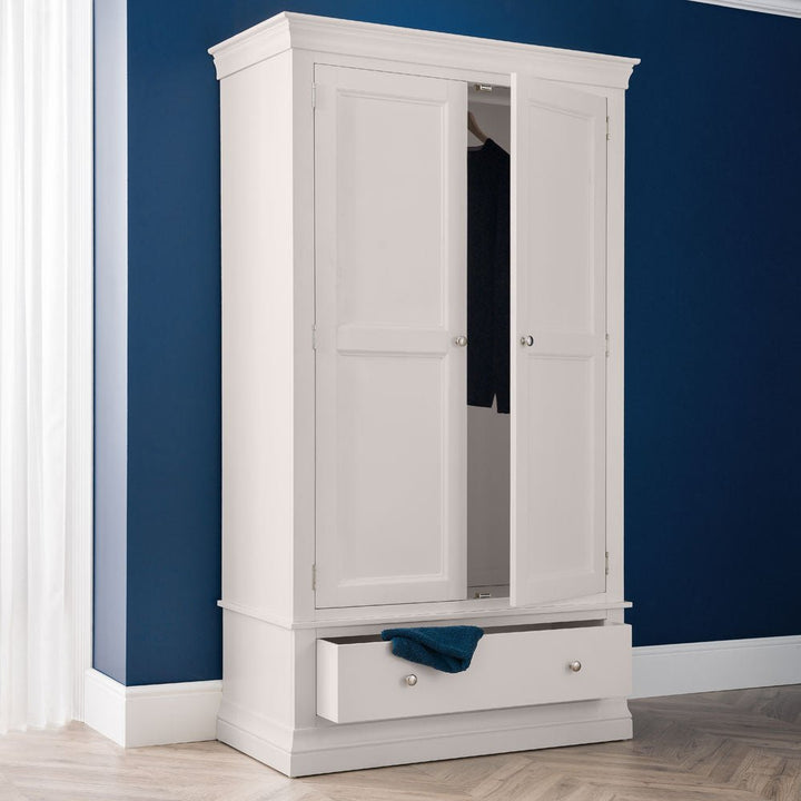 Clermont 2 Door 1 Drawer Wardrobe - Light Grey1 - Duck Barn Interiors