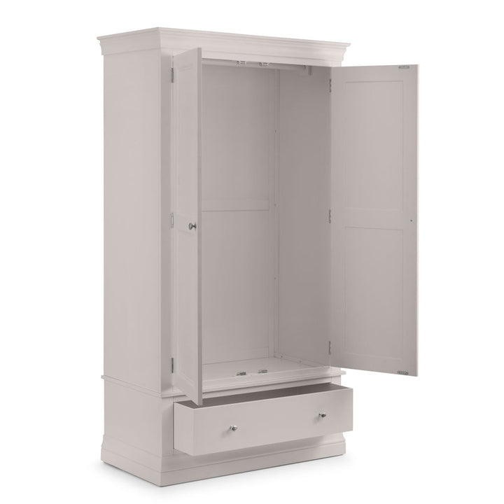 Clermont 2 Door 1 Drawer Wardrobe - Light Grey4 - Duck Barn Interiors