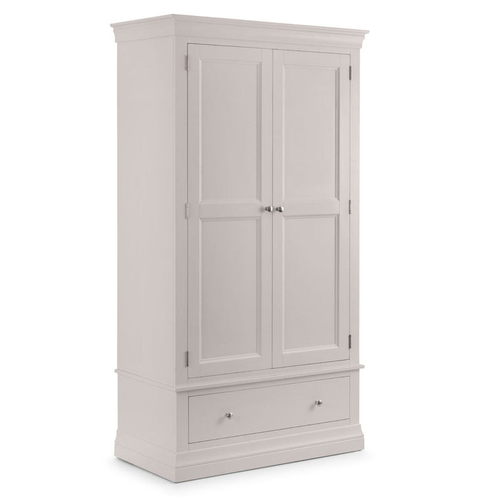 Clermont 2 Door 1 Drawer Wardrobe - Light Grey3 - Duck Barn Interiors