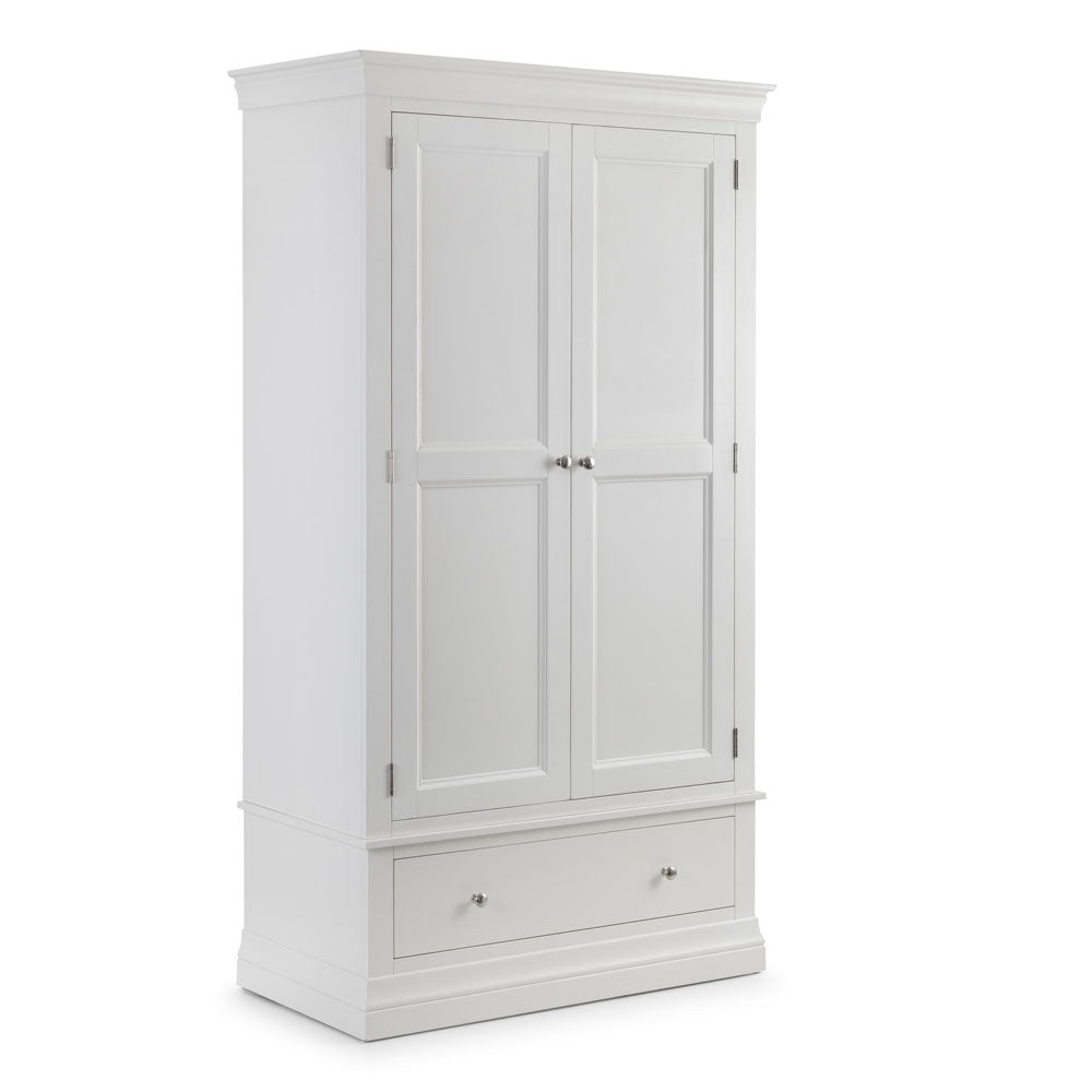 Clermont 2 Door 1 Drawer Wardrobe - White - Duck Barn Interiors