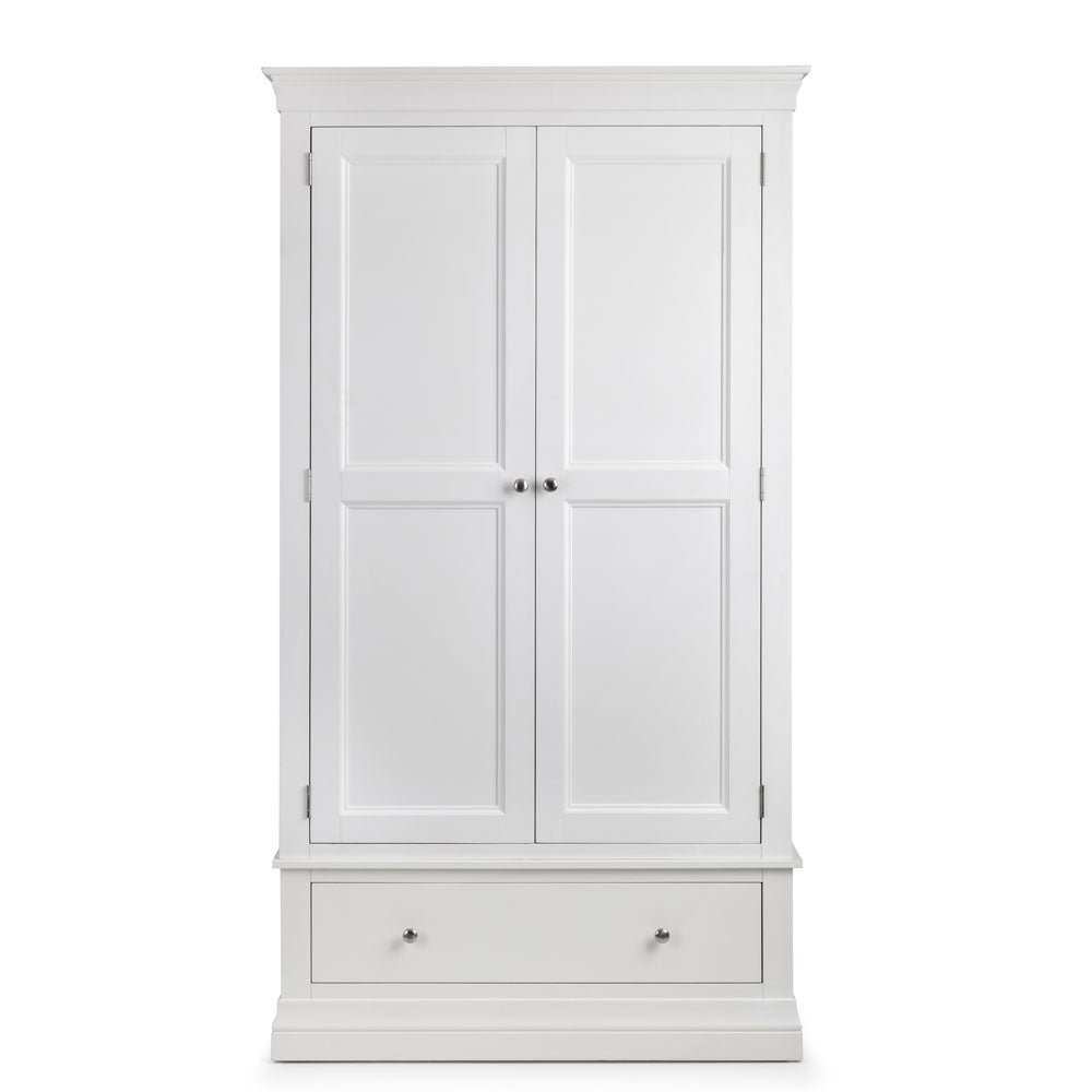 Clermont 2 Door 1 Drawer Wardrobe - White - Duck Barn Interiors