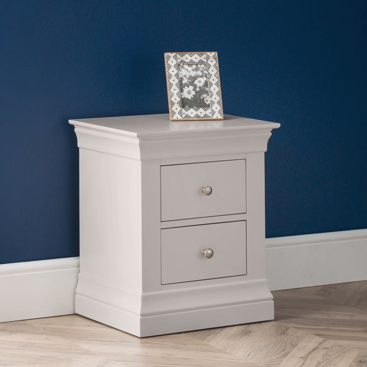 Clermont 2 Drawer Bedside Table - Light Grey1 - Duck Barn Interiors