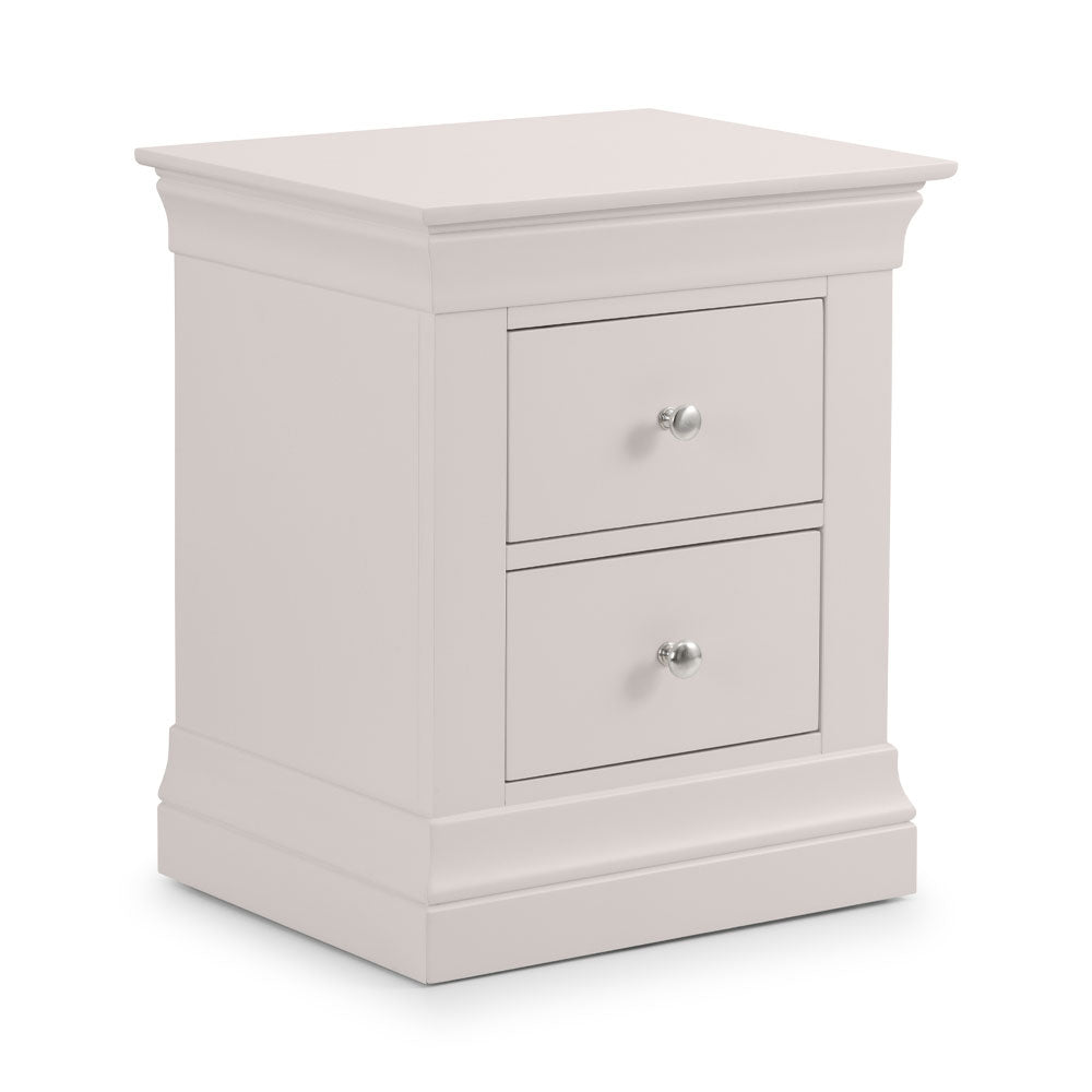 Clermont 2 Drawer Bedside Table - Light Grey2 - Duck Barn Interiors