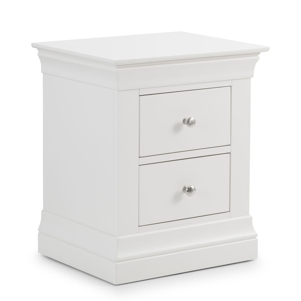 Clermont 2 Drawer Bedside Table - White - Duck Barn Interiors