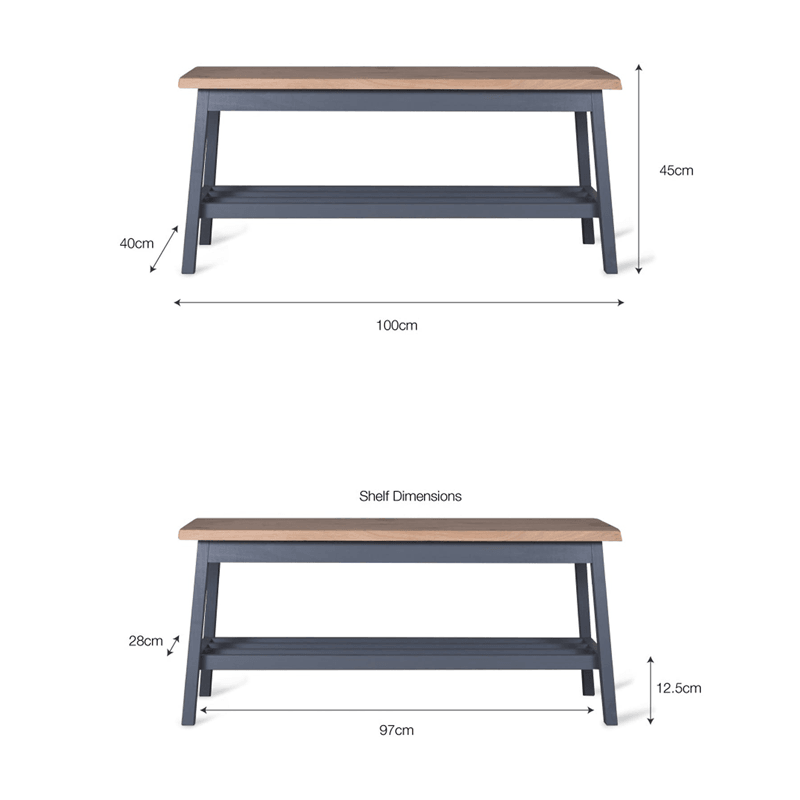 Clockhouse Hallway Bench in Charcoal - Oak & Beech4 - Duck Barn Interiors