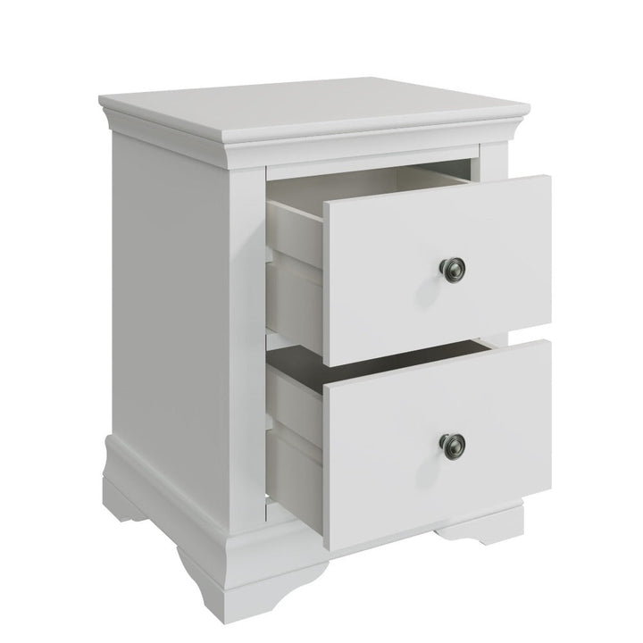 Coastal Chalk White 2 Drawer Bedside Table - Duck Barn Interiors