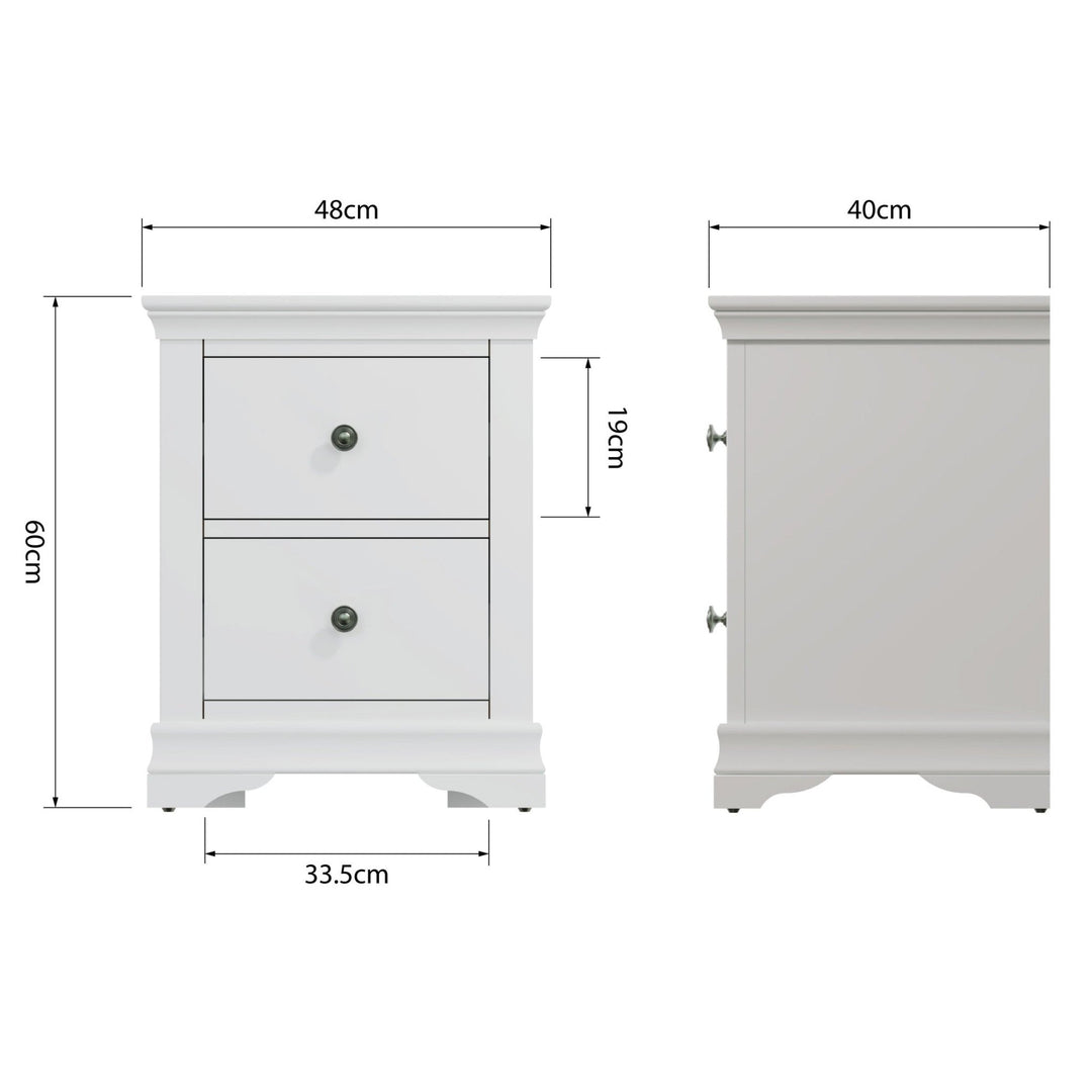 Coastal Chalk White 2 Drawer Bedside Table - Duck Barn Interiors