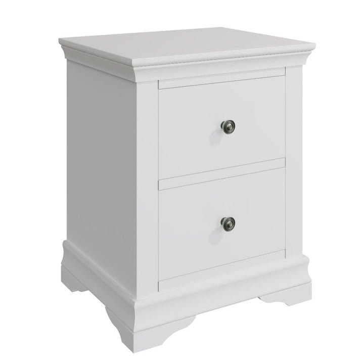 Coastal Chalk White 2 Drawer Bedside Table - Duck Barn Interiors