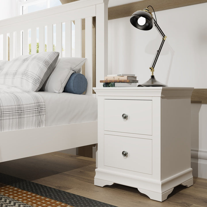 Coastal Chalk White 2 Drawer Bedside Table - Duck Barn Interiors