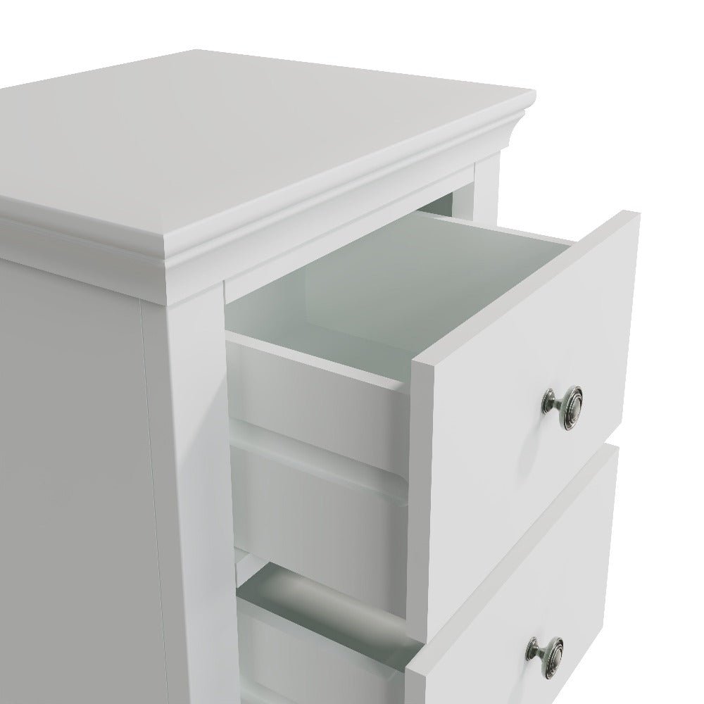 Coastal Chalk White 2 Drawer Bedside Table - Duck Barn Interiors