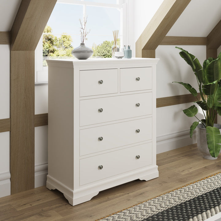 Coastal Chalk White 2 Over 3 Chest of Drawers - Duck Barn Interiors