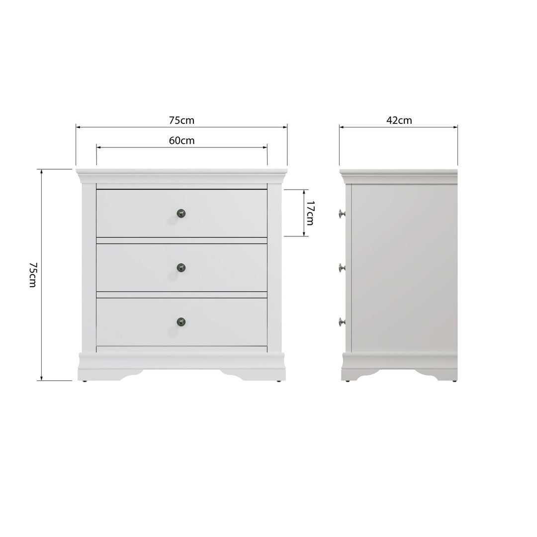 Coastal Chalk White 3 Drawer Chest of Drawers - Duck Barn Interiors