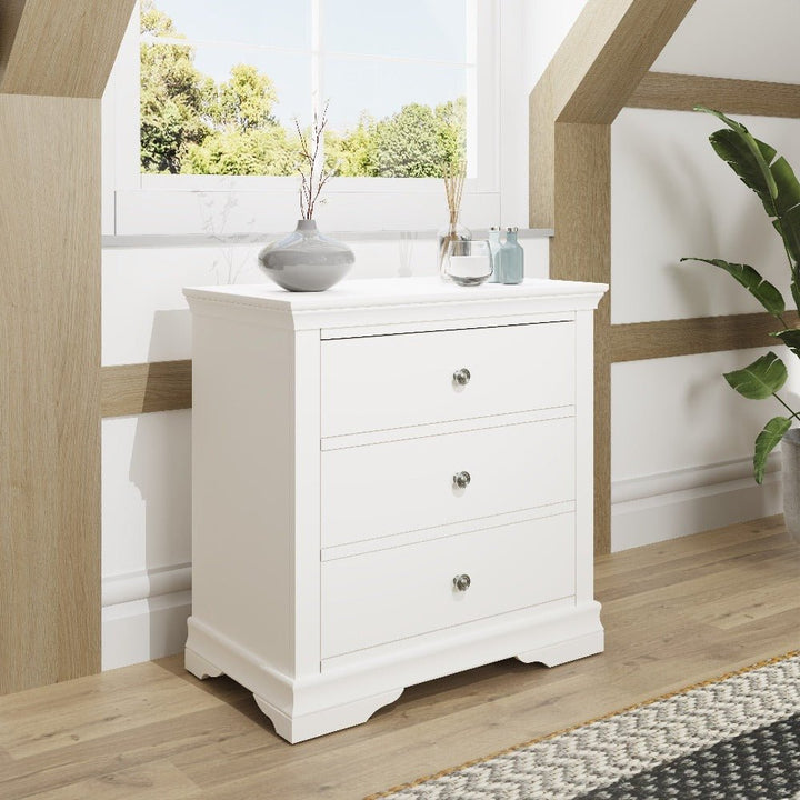 Coastal Chalk White 3 Drawer Chest of Drawers - Duck Barn Interiors