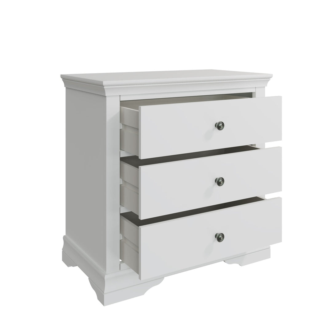 Coastal Chalk White 3 Drawer Chest of Drawers - Duck Barn Interiors