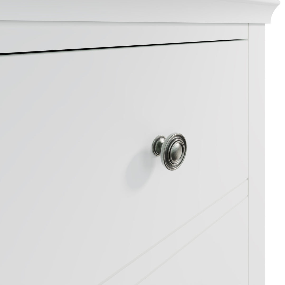 Coastal Chalk White 5 Drawer Narrow Chest Tallboy - Duck Barn Interiors