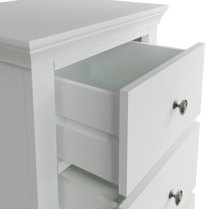 Coastal Chalk White 5 Drawer Narrow Chest Tallboy - Duck Barn Interiors