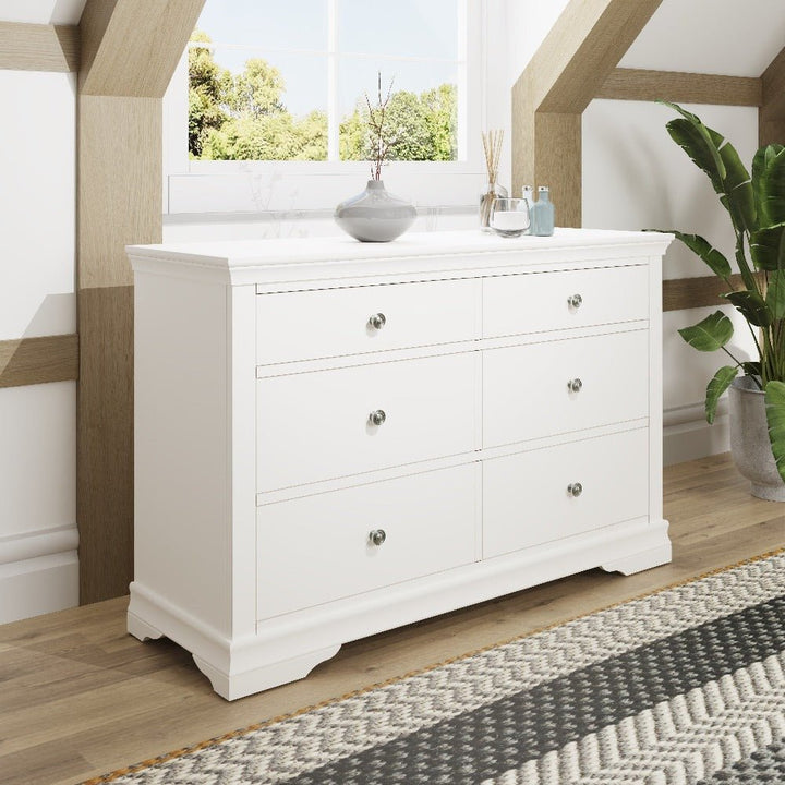 Coastal Chalk White 6 Drawer Chest of Drawers - Duck Barn Interiors