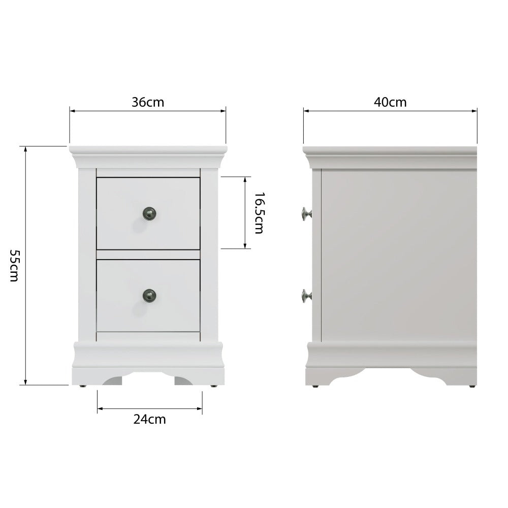 Coastal Chalk White Bedside Cabinet - Duck Barn Interiors