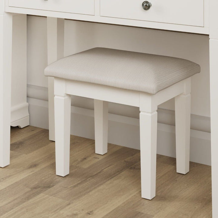 Coastal Chalk White Dressing Table Stool - Duck Barn Interiors