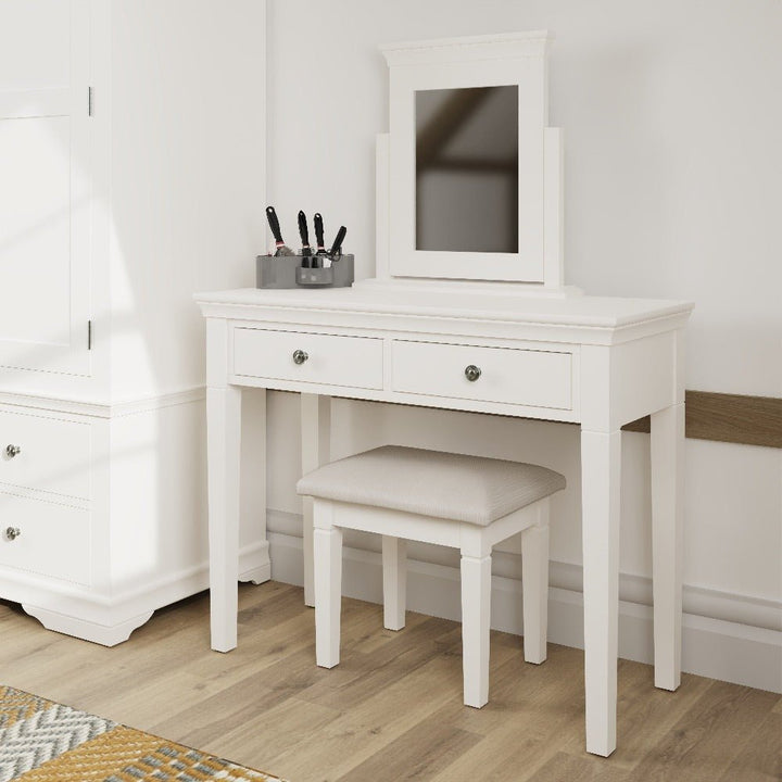 Coastal Chalk White Dressing Table Stool - Duck Barn Interiors