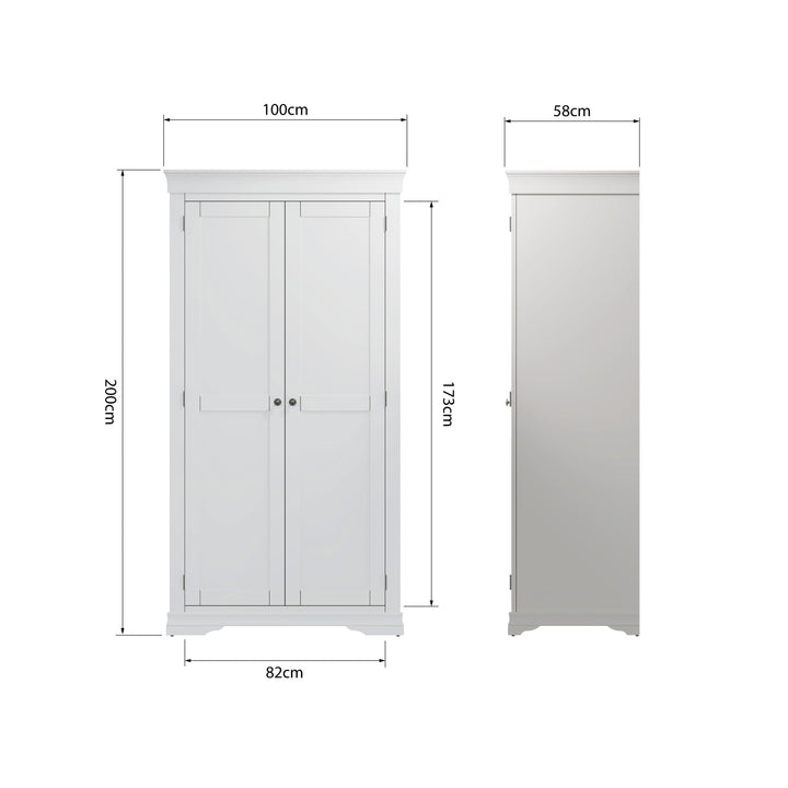 Coastal Chalk White Full Hanging Wardrobe - Duck Barn Interiors