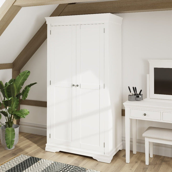 Coastal Chalk White Full Hanging Wardrobe - Duck Barn Interiors