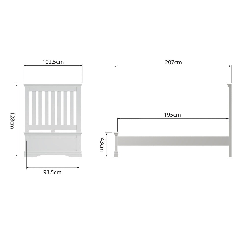 Coastal Chalk White Single Bed Frame 3ft - Duck Barn Interiors