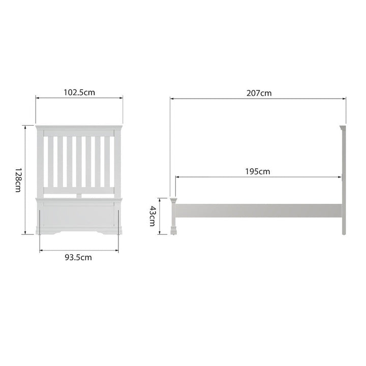 Coastal Chalk White Single Bed Frame 3ft - Duck Barn Interiors