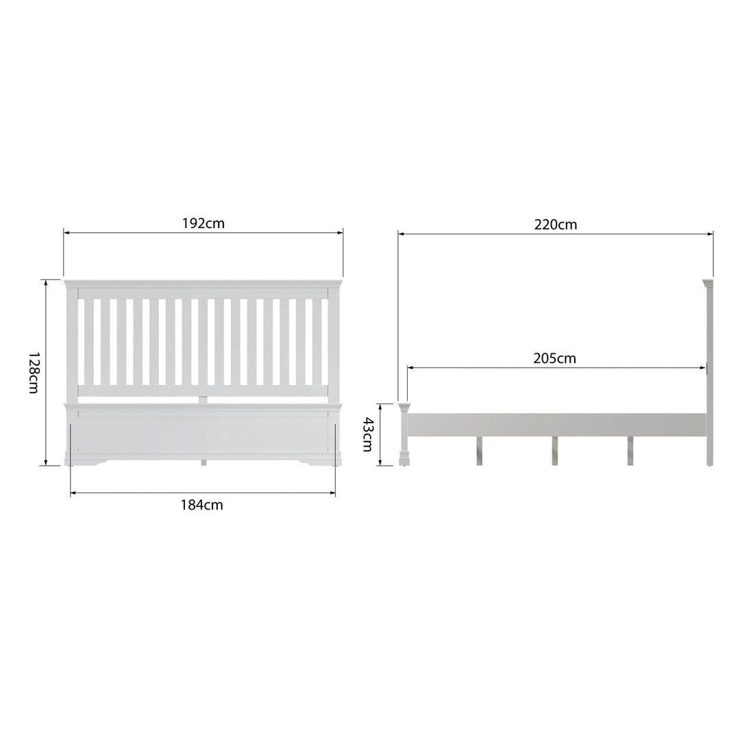 Coastal Chalk White Super Kingsize Bed Frame 6ft - Duck Barn Interiors