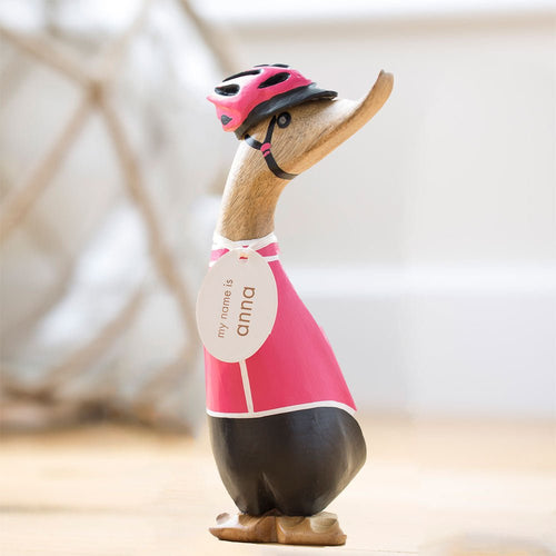 Cyclist Wooden Duckling in Pink Jersey