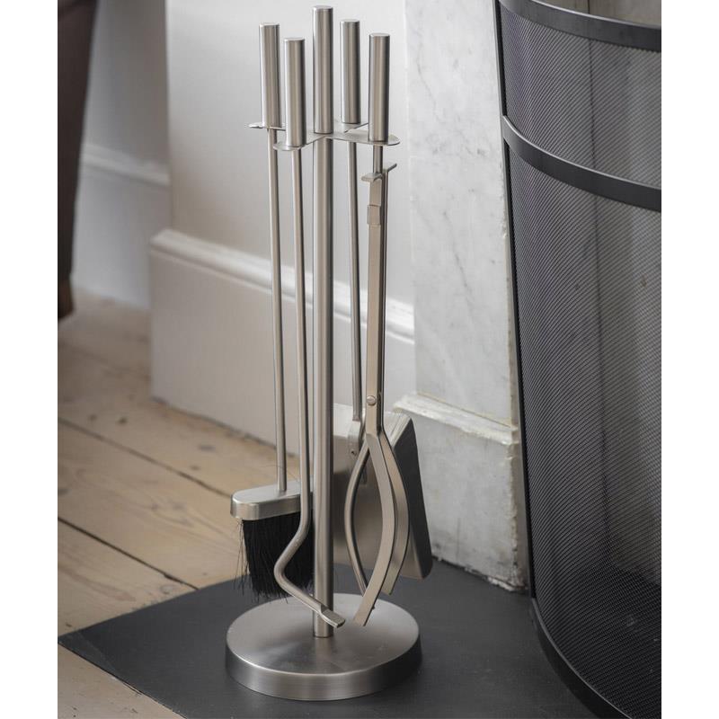 Ebrington Fireside Tool Set in Silver Finish - Duck Barn Interiors