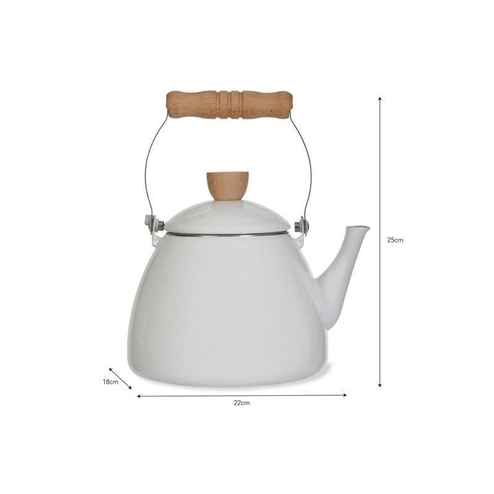 Enamel Stove Kettle - Chalk White3 - Duck Barn Interiors