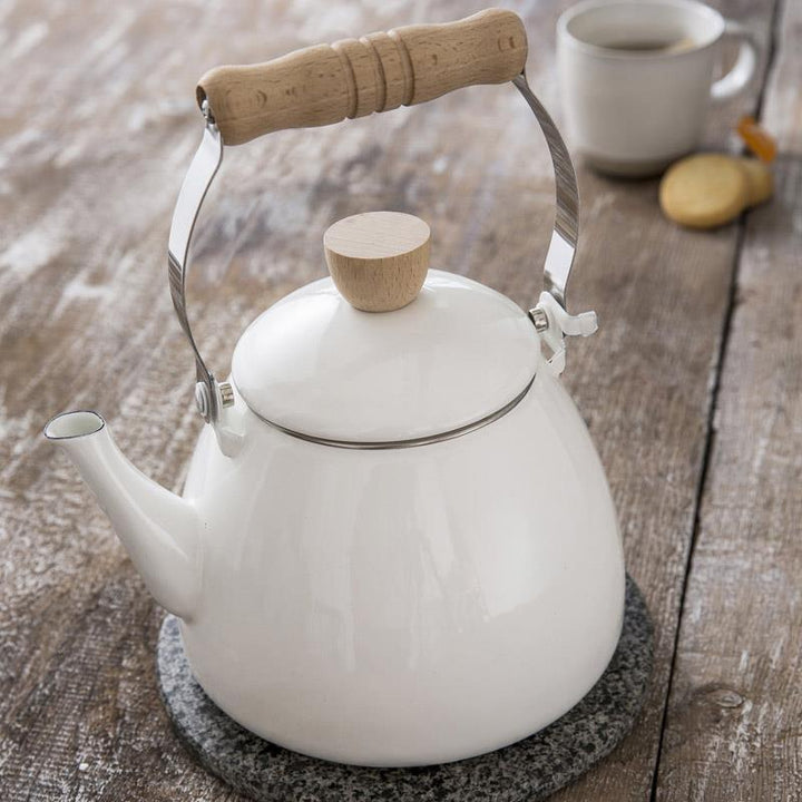 Enamel Stove Kettle - Chalk White1 - Duck Barn Interiors