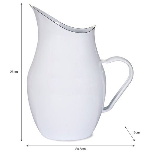 Enamel Water Pitcher Jug - White2 - Duck Barn Interiors