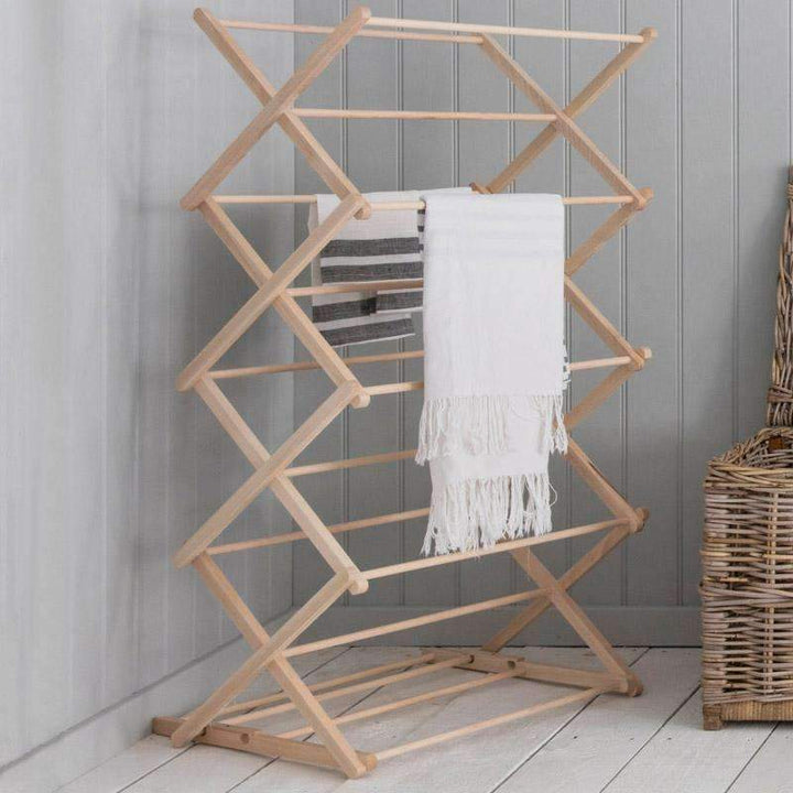 Folding Wooden Clothes Horse - Beech1 - Duck Barn Interiors