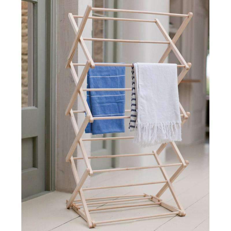 Folding Wooden Clothes Horse - Beech2 - Duck Barn Interiors