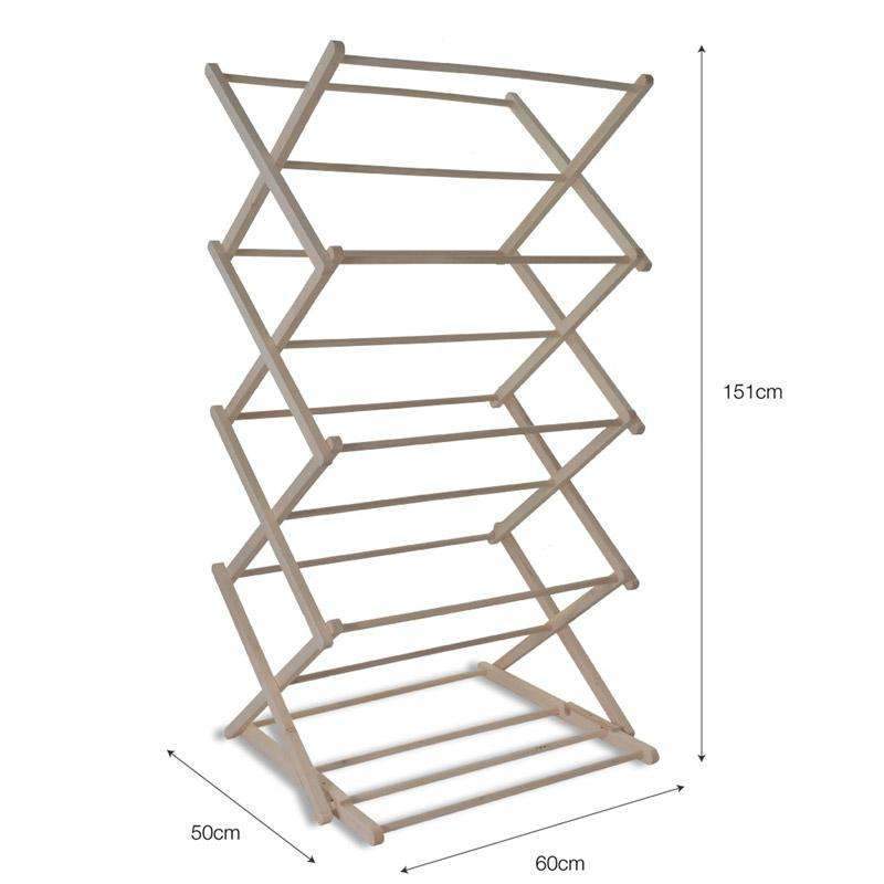 Folding Wooden Clothes Horse - Beech5 - Duck Barn Interiors